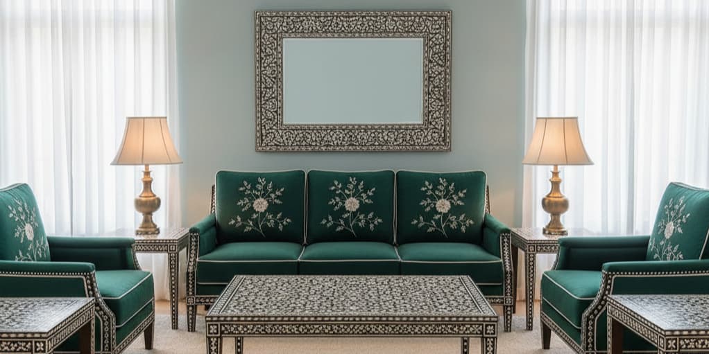 Luxury bone inlay dining table set