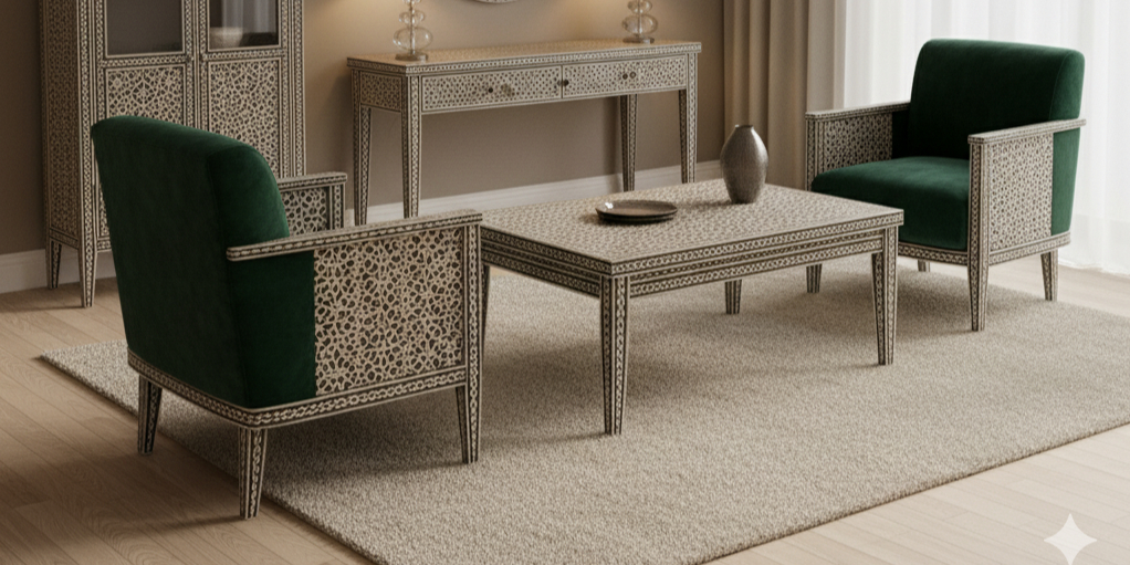 Royal Bone Inlay Dining Table